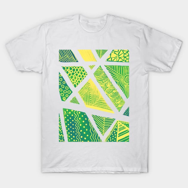 Geometric doodles - green and yellow T-Shirt by wackapacka